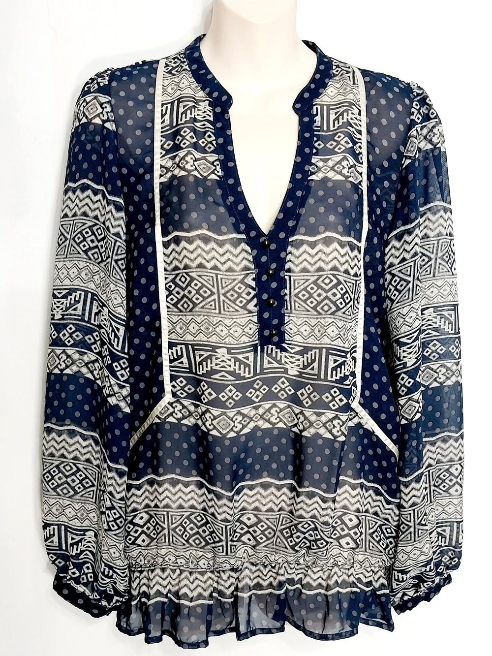 🔵BOGO FREE🔵 Olsenboye Top Peasant Semi Sheer Sz S